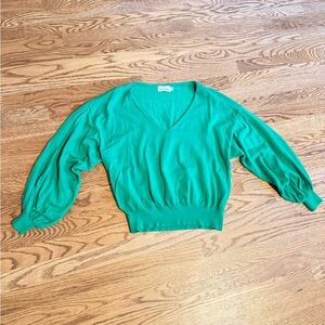 Anthropologie green puff sleeve sweater. Size M.
